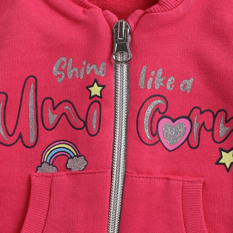 Girls Dark Pink Front Open French Terry Cardigan image number null
